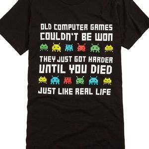 Old Computer Games Black T Shirt XL